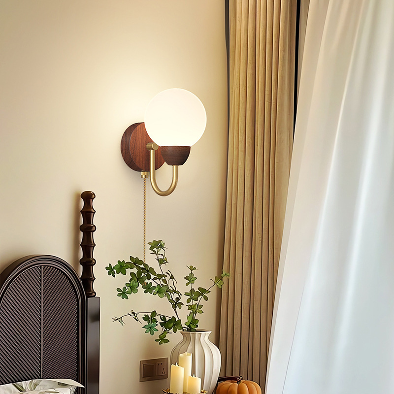 Lámpara de pared de lámpara de protección ocular de espectro completo simple y creativa de estilo antiguo, lámpara de pared de fondo de personalidad moderna de estilo crema 2025 nuevo