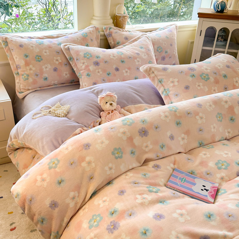 Invierno flor de leche de invierno cubierta de edredón 150x200 invierno flange coral cubierta de edredón individual más edredón