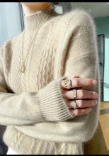 2025秋冬新款毛衣女百搭提花纯色套头宽松羊绒针织打底衫女上衣