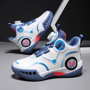 Children's basketball shoes 2023 autumn and winter popular boys' practical training shoes medium and big children's non-slip fleece-lined thickened running shoes