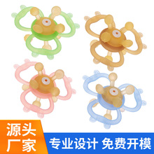 可水煮摇铃牙胶 纳米银抑菌硅胶多头磨牙棒牙胶 防吃手牙胶厂家