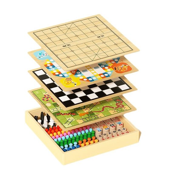 Multi-function chess children primary school students chess puzzle wooden gift toy checkers flying chess backgammon fighting beast