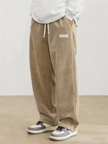 Eco Men's New Corduroy Casual Pants European and American High Street Trend Brand Retro Straight Leg Pants Fashion
