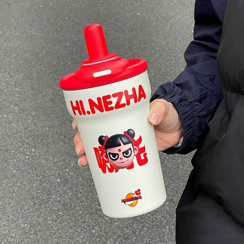 クレヨンしんちゃん魔法瓶カップ大容量車載セラミックコーヒーアロングアイスカップ男の子と子供用ストローカップ|undefined