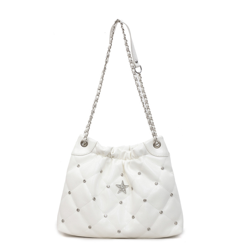 Bolso de cadena de moda coreana 2025 verano nuevo bolso femenino bolso de hombro bordado de rombo bolso de mensajero de diamantes de gran capacidad