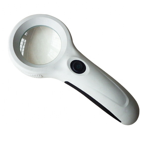 NO.9587 LED手持照明放大镜带UV灯75mm光学亚克力放大镜片批发