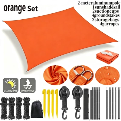 with Suction Cup Support Rod, Avtomobil yan çətirləri - orange-suction-cup-support-rod-set-2x2m