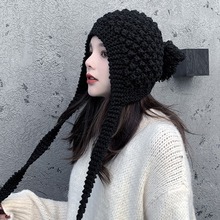 韩版复古色护耳毛线帽子女秋冬保暖日系包头针织帽潮雷锋帽套头帽