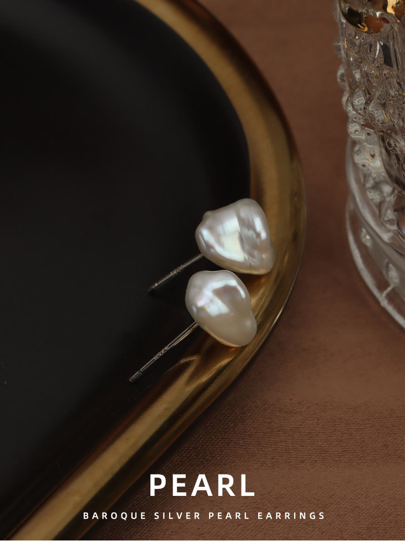 Simple Style Geometric Natural Fresh Water Plating Ear Studs 1 Pair