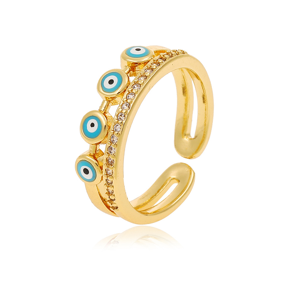 Fashion Devilu0027S Eye Copper Inlay Zircon Rings 1 Piece