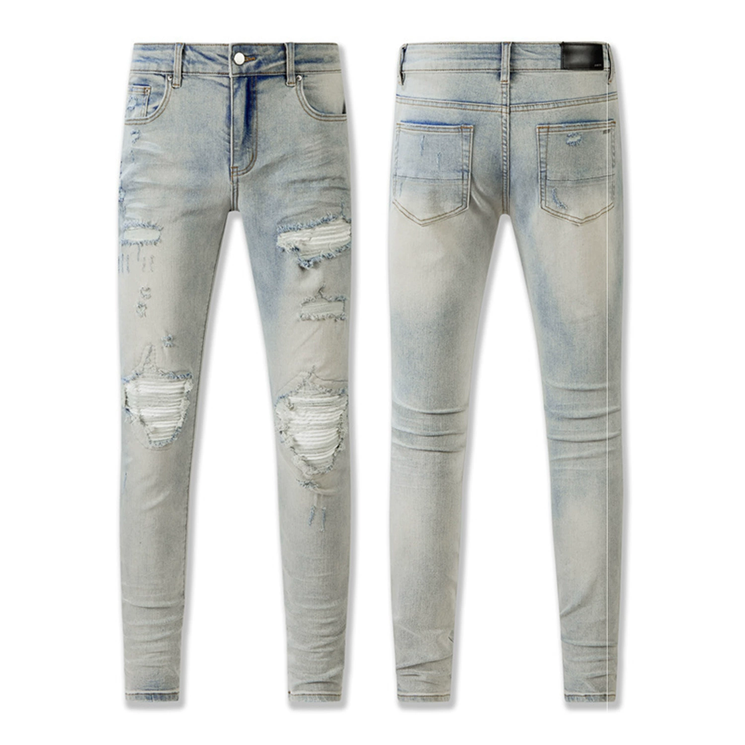Джинсы (AMIRI) мужские slim с рваной отделкой, фасон зауженный