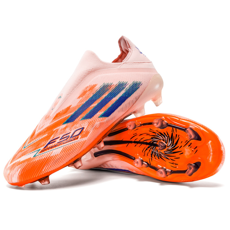 Nuevos zapatos de fútbol juveniles sin costura de tejido sin lazos de entrenamiento de césped profesional zapatos de fútbol transfronterizos al por mayor
