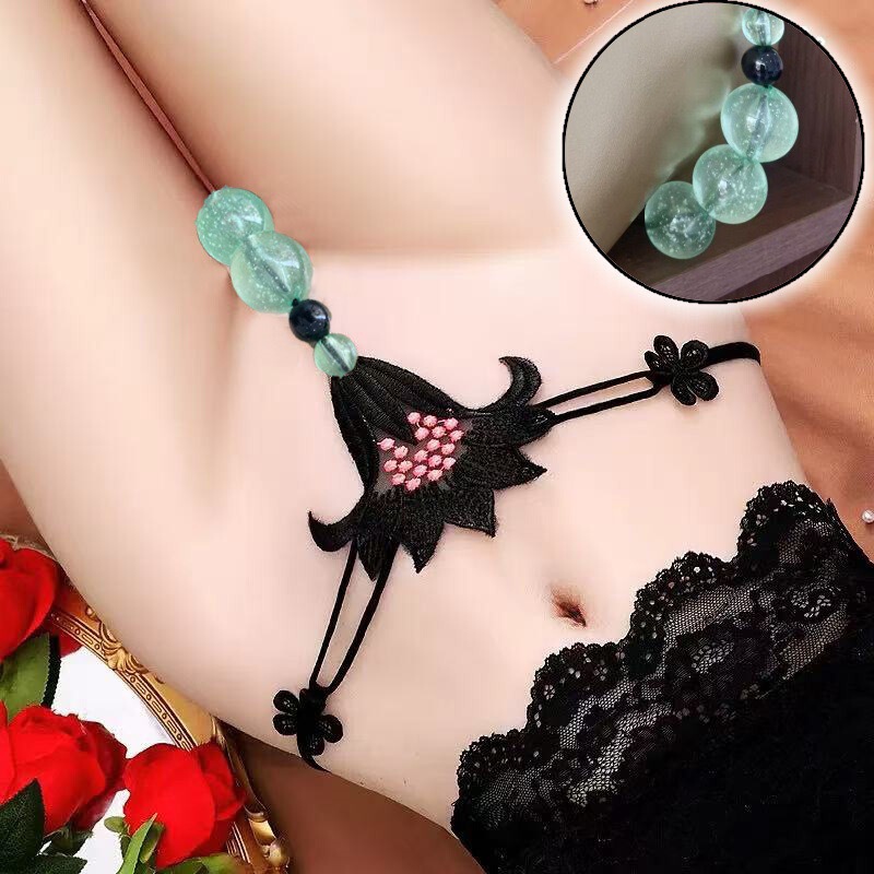 Cross-Border Erotic Lingerie Plus-Size Women's Super Large Luminous Beads Sexy Massage Thong Tempting Open-Crotch Insertable T-Pants Cross-Border Erotic Lingerie Plus-Size Women's Super Large Luminous Beads Sexy Massage Thong Tempting Open-Crotch Insertable T-Pants