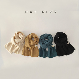 Children's Scarf Ins South Korea Western Style Solid Color Small Label Autumn and Winter Warm Boys' Girls' Baby's Simple All-match Scarf
