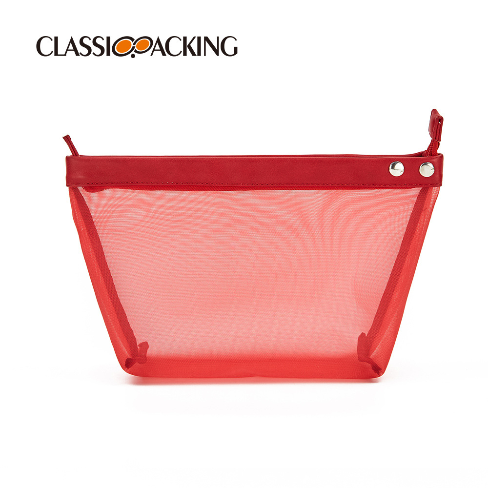 2022 bolso cosmético simple del estilo japonés y coreano malla bolso cosmético del almacenamiento del bolso del lavado de la capacidad grande con el logotipo impreso