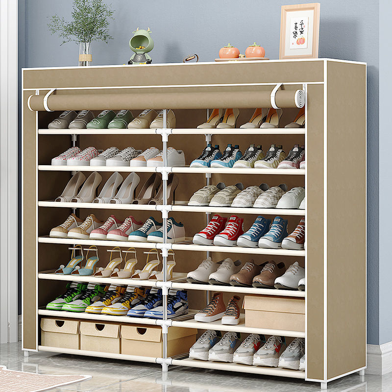 Shoe Rack Multi-Layer Household Storage Simple Iron Shoe Cabinet Door Household Dust-Proof Large-Capacity Dormitory Storage Cabinet
