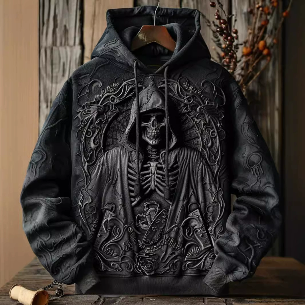 24 трансграничные независимые станции осень-зима новый свитер 3D цифровой принт Хэллоуин мужской череп темный ветер толстовка с капюшоном