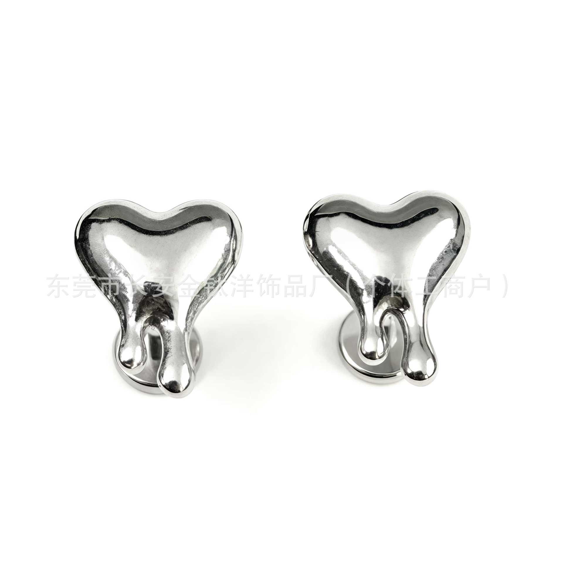 F136 Titanium Inner Thread Heart Flush Earrings Cochlear Nails G23 Titanium Alloy Body Piercing Ear Bone Studs detail image 7