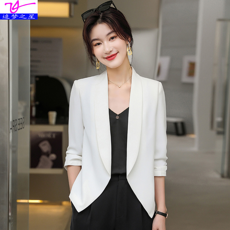 Ultra-thin Small Suit Women's Jacket Short Blouse Spring and Summer Seven-point Sleeve Elegant Chiffon Korean Style Suit for Small Men
