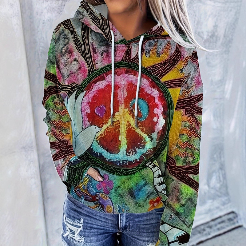 Women Aztec Hoodie Aztec Print Pullover Sweatshirts Winter Casual Sweatshirt Hoodie