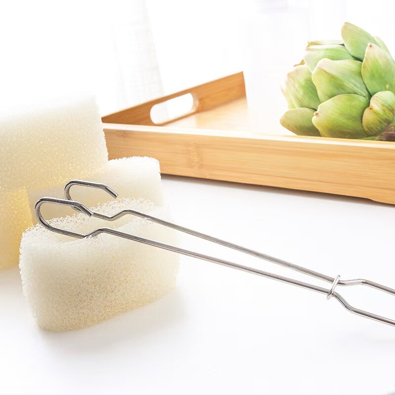 Long Handle Cup Cleaning Brush Stainless Steel Handle Sponge Cup Brush Utensil Stain Decontamination Cup Brush Replaceable Brush Head