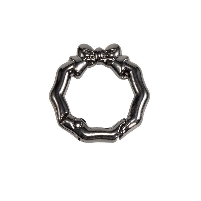 花環スプリングバックル円形開口環蝶結びスプリングリングキーホルダーDIY部品合金接続リング卸売り