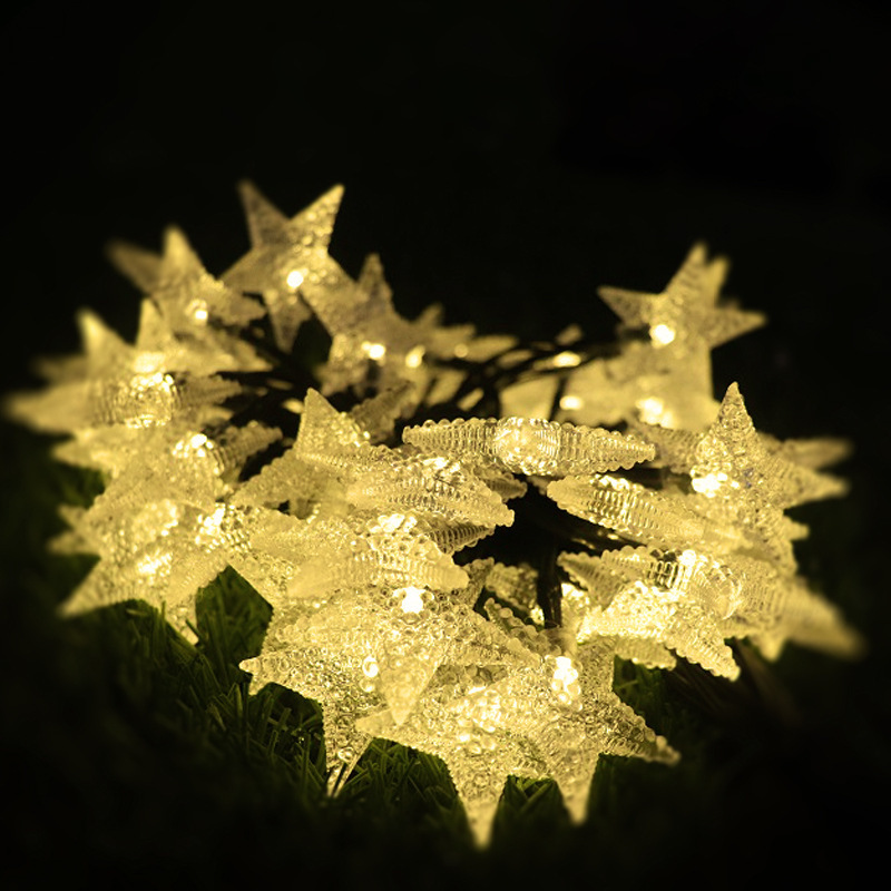 Transfronterizo Taobao luz solar cadena LED estrella luz Navidad vacaciones cumpleaños jardín decorativo luz al aire libre color luz cadena