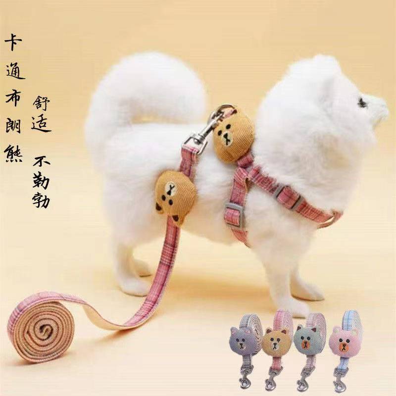 Nueva correa para mascotas de peluche de dibujos animados de gato pecho y espalda correa de algodón correa de gato suministros para mascotas al por mayor