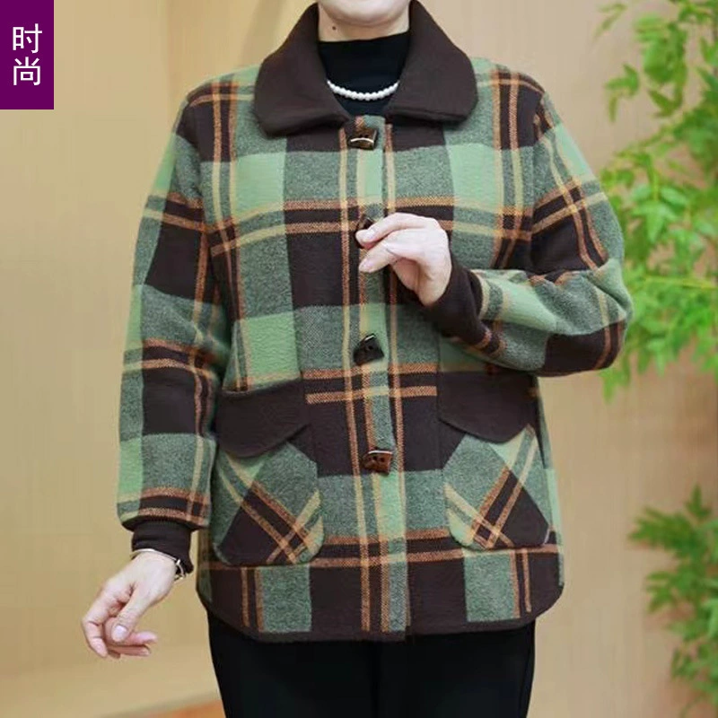 Темперамент мама куртка женская весна и осень короткие рога шерстяное пальто