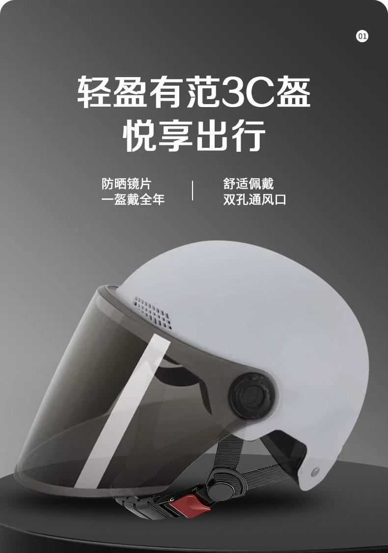 New National Standard 3C Electric Motorcycle Safety Helmet Men's Summer Sun Protection Half Helmet Breathable Safety Helmet Women's 2026 Sunshade