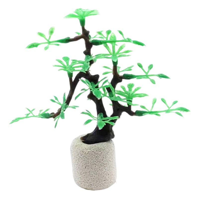 Suministros para mascotas simulación agua hierba sushi hotel bonsai accesorios pecera paisajismo plástico planta mesa de arena psicológica cocotero