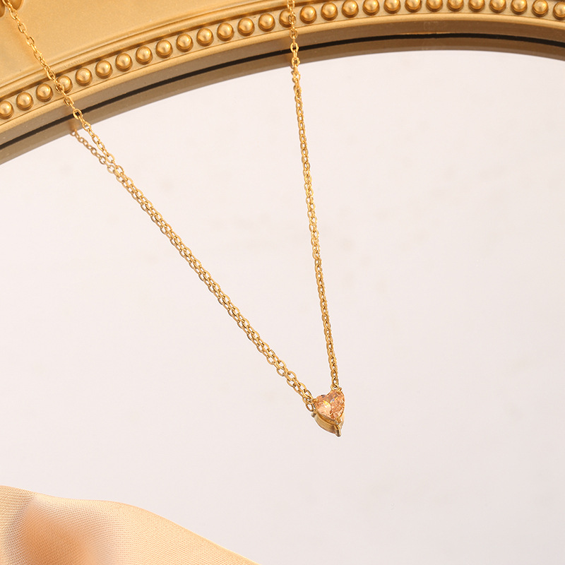 Wholesale Jewelry Simple Style Classic Style Heart Shape Titanium Steel Plating Pendant Necklace Cable Chain display picture 6