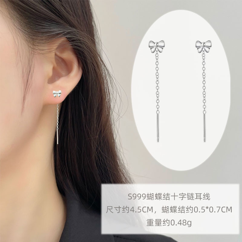999 lazo línea de oreja 4,5 cm / Plata pura