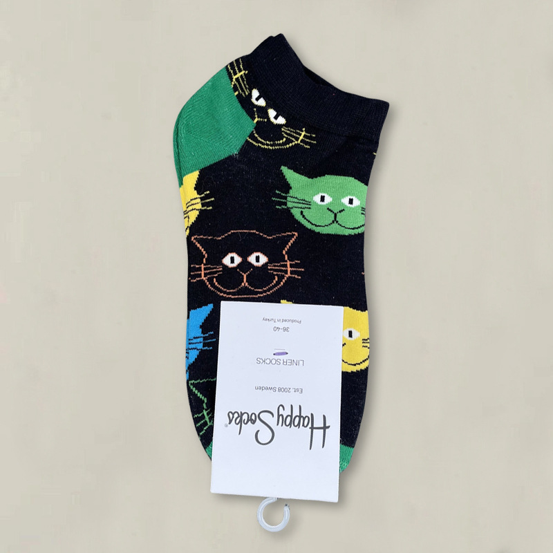 HappySocksハイスキンのショートソックスの漫画の浅い口の低い女性のスウェーデンのファッションのタイプのソックスの春夏のカラー