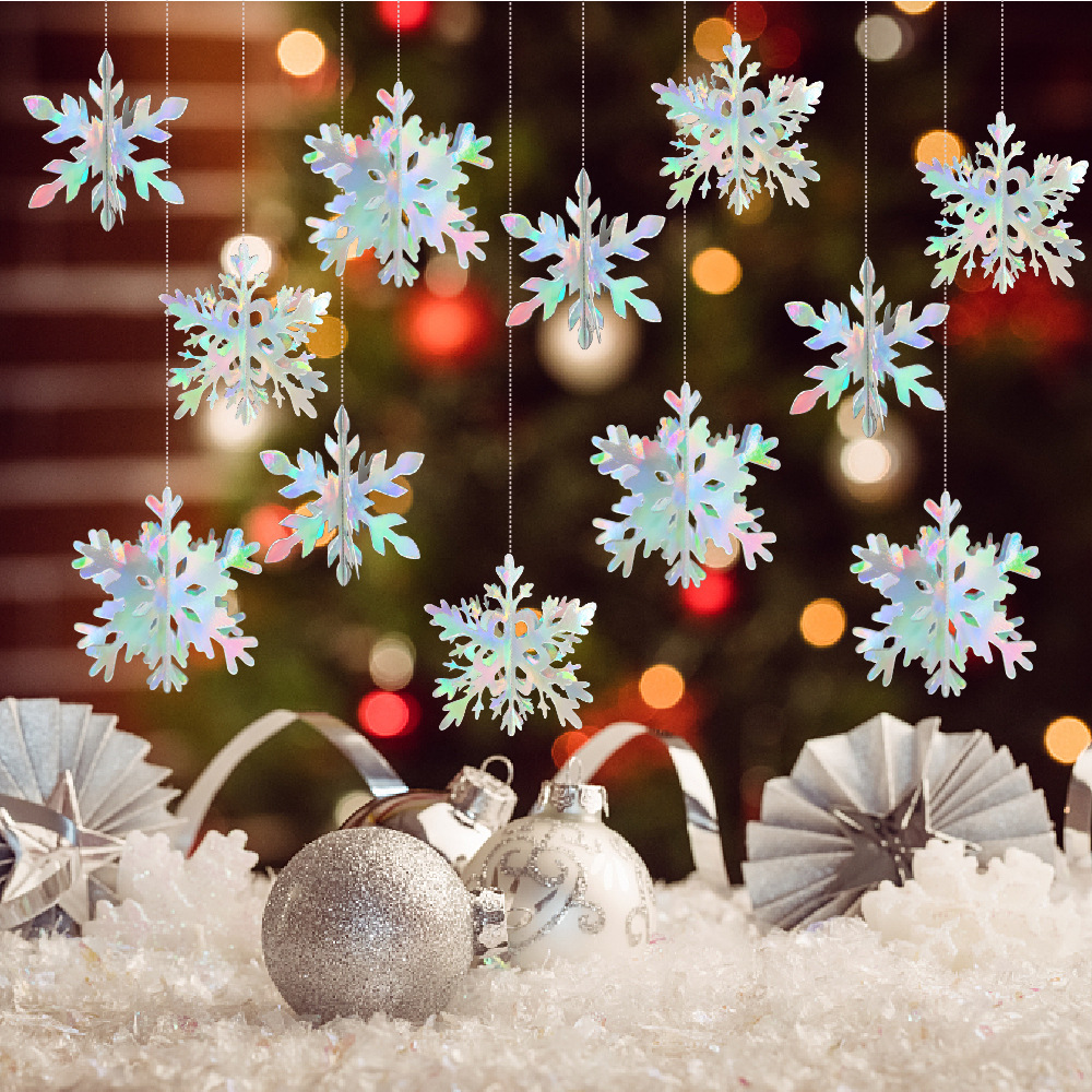 Nueva decoración de Navidad colgante tridimensional invierno fiesta de copo de nieve colgante techo decoración de props de diseño