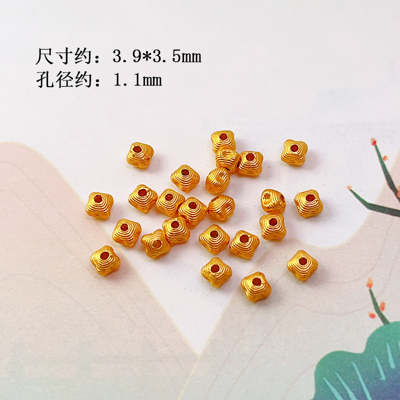 S925 Silver Gold-Plated Brushed Spacer Beads Barrel Beads Round Beads Bamboo Accessories Bracelet Necklace Charms DIY Semi-Finished Accessories New