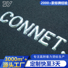 革製バッグ用立体TPU熱転写ラベル、帽子用光沢メタリックシルバー熱転写ラベル、3D高周波電圧立体熱転写ラベル
