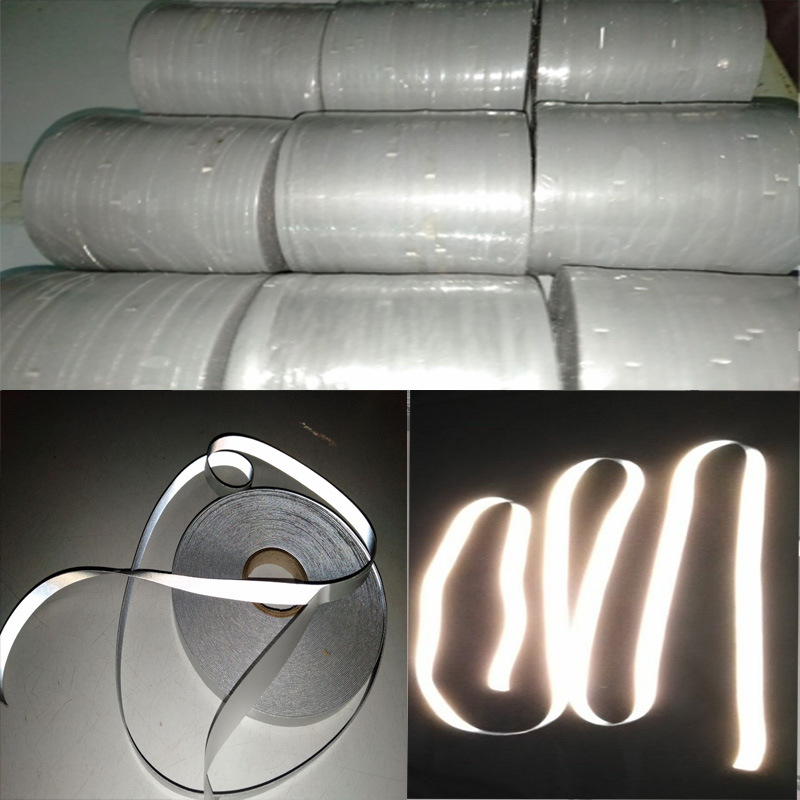 弹力1CM双面反光布条高亮反光布条服装辅料 亮银灰色针织底反光布