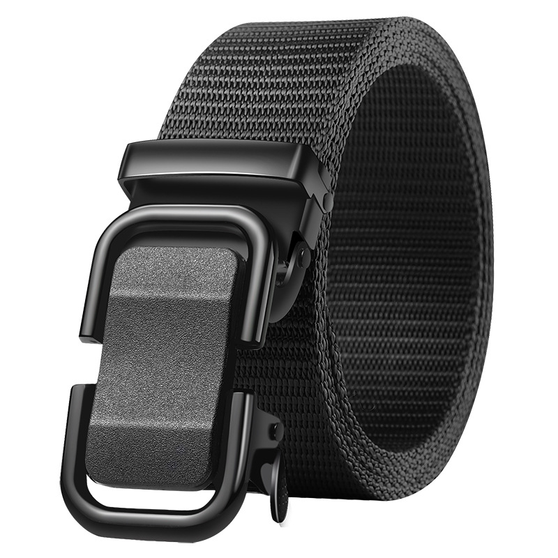 Cinturón con hebilla automática para hombre, tendencia, todo fósforo, sin perforaciones, cinturón para hombre, jeans de entrenamiento militar, pantalones tejidos, lona