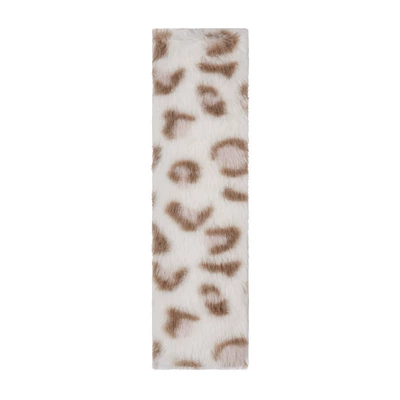 Cross-Border Car Seat Belt Shoulder Seat belt shoulder pad - rabbit-fur-leopard-print-shoulder-pads-white