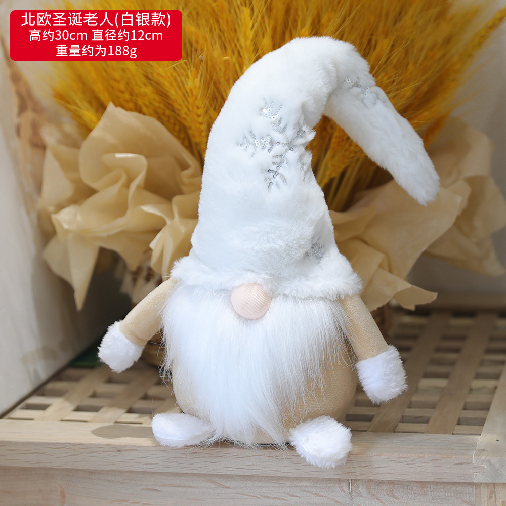 Transfronterizo luminoso Rudolf adornos de Navidad estilo europeo simple muñeca de tela Santa Claus/muñeco de nieve