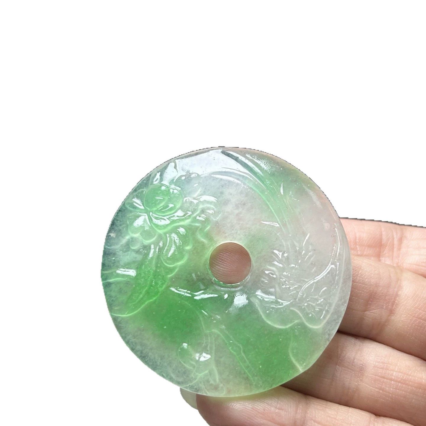 Emerald protective amulet Myanmar jade, buckle, quartz pendant