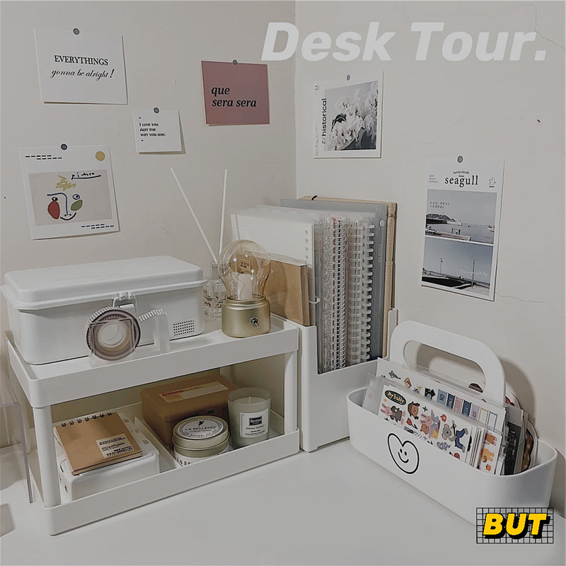 Estante de almacenamiento de escritorio de dos capas no impreso estante de almacenamiento dormitorio de estudiantes cosméticos papelería limpieza rack ins