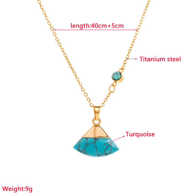 Fashion Geometric Titanium Steel Plating Turquoise Pendant Necklace 1 Piece