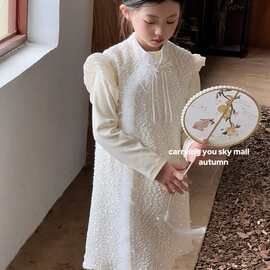 天空之城女孩国风连衣裙2026秋季新款儿童小香风新中式背心裙