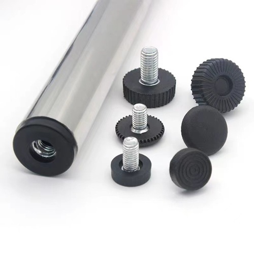 28条纹家具五金铁皮黑底可调脚垫 家具塑料脚垫脚杯 展架调节脚