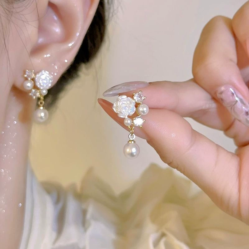 Заушные серьги из жемчуга, мушковая бусинка, серьги без прокола, французский стиль, легкая роскошь, стиль высокого качества