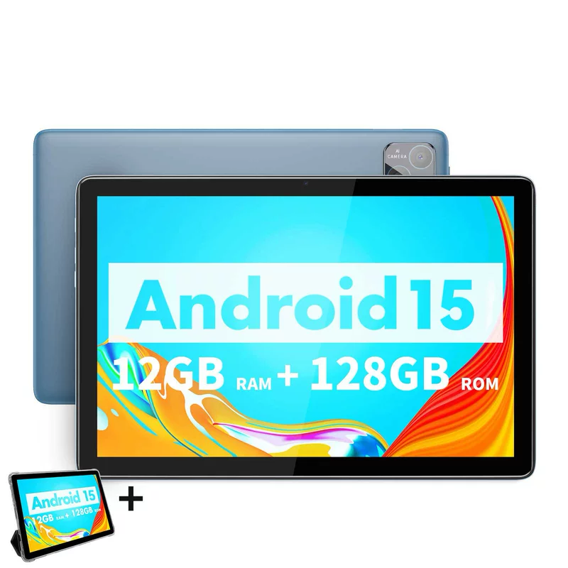 Планшет Android 15, 24 ГБ (расширение 6ГБ+18ГБ)+128ГБ, восьмиядерный, звонки 4G, серый/голубой
