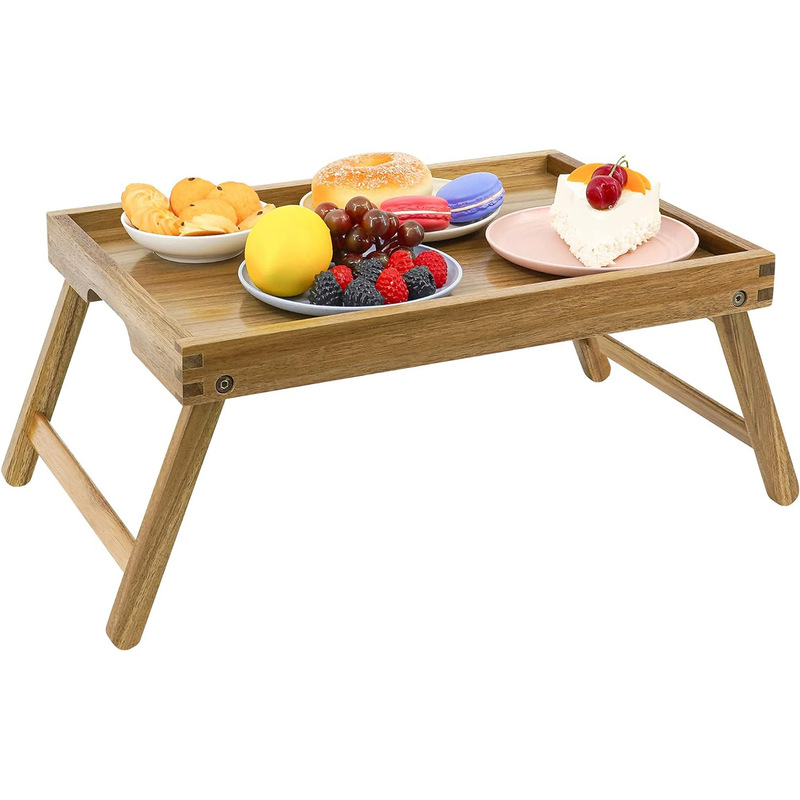Bed Table Tray with Folding Legs, Wooden Breakfast Tray, Dining Tray, Laptop Bed Tray, Bedroom Dining Tray Bed Table Tray with Folding Legs, Wooden Breakfast Tray, Dining Tray, Laptop Bed Tray, Bedroom Dining Tray