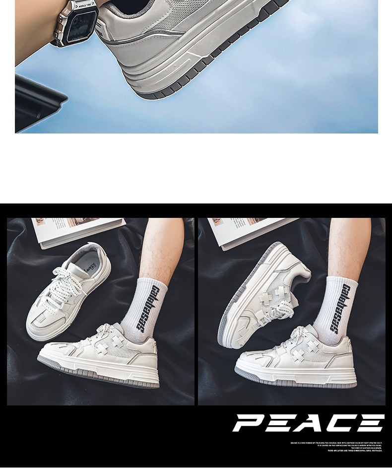 Men's Casual Sneakers White Platform Comfortable Trendy Shoes_voghion.com